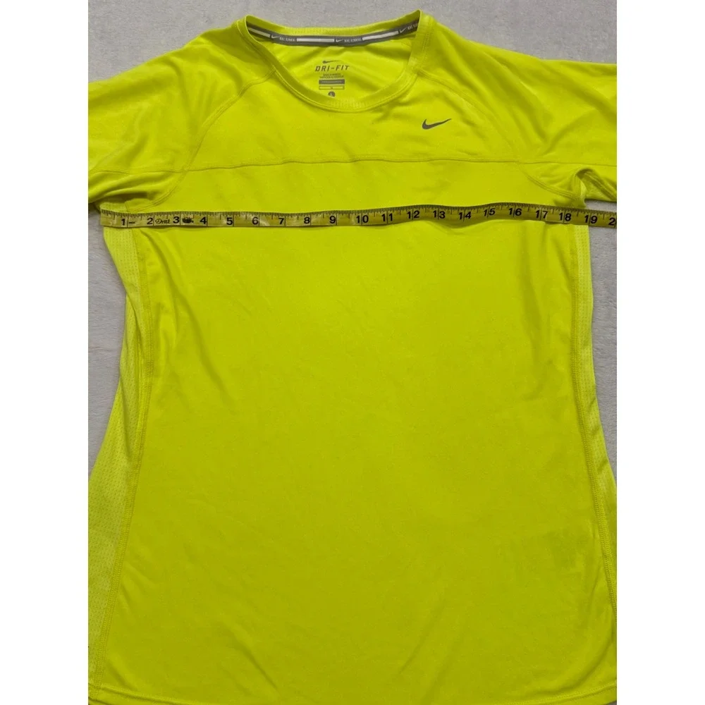 Nike Dri-FIT Running Shirt Womens Large Neon Yellow Volt Mesh Training Top L